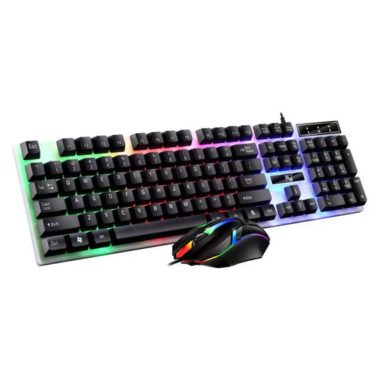 Leixe Mechanical Feeling Luminous Wired Keyboard and Mouse Set Waterproof Desktop Computer Laptop Satchel External Office Student Household E-Sports Games Lol Dedicated Typing Mute USB Keyboard