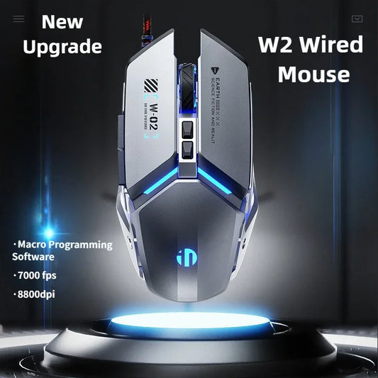 Inphic W2 Gaming Mouse USB Wired Mouse with Glowing Gamer Mechanical Metal Style Suitable For Desktop Laptop Computers Office