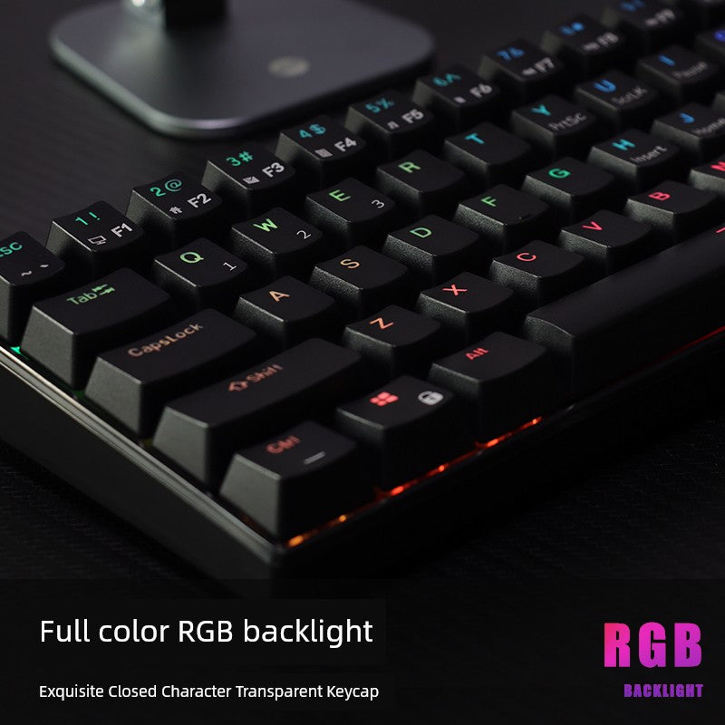 RK61 Wireless Bluetooth Three-Mode Mechanical Keyboard RGB Backlit Black and Green Black Tea Axis Notebook Tablet iPad Keyboard