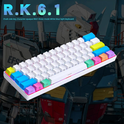 RK61 Wireless Bluetooth Three-Mode Mechanical Keyboard RGB Backlit Black and Green Black Tea Axis Notebook Tablet iPad Keyboard